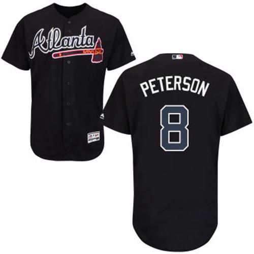 Braves #8 Jace Peterson Navy Blue Flexbase Authentic Collection Stitched MLB Jersey - Click Image to Close